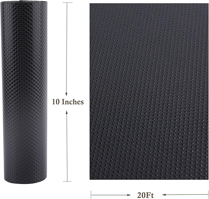 Shelf Liner Non-Slip 10 Inch Wide X 20 Ft Kitchen Cabinet Drawer Liners Waterproof & Oil-Proof Drawer Liners for Cupboard Pantry Non Adhesive Refrigerator Shelf Liner Strong Grip Cabinet Mat (Black) - Image 7