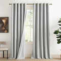 NICETOWN Grey Long Linen Full Shade Panels, 62" Wide x 90" Long, Pair of Thermal Insulated & Energy Efficiency Blackout Curtains for Living Room Windows, Lined Silky Performance Window Dressing by NICETOWN