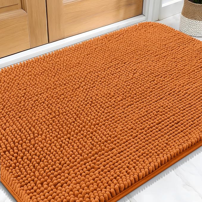 OLANLY Dog Door Mat for Muddy Paws 30x20, Absorbs Moisture and Dirt, Absorbent Non-Slip Washable Doormat, Quick Dry Chenille Mud Mat for Dogs, Entry Indoor Entryway Carpet for Inside Floor, Clay by OLANLY