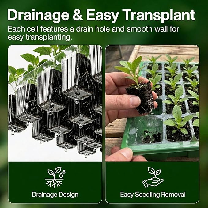 Gardzen 10 Pack 40 Cell BPA Free Seed Starter Tray Kit - Reusable Plant Germination Trays with Adjustable Vents, Sowing Tool & Labeling Set for Indoor Gardening Vegetables Herbs Flowers - Image 4