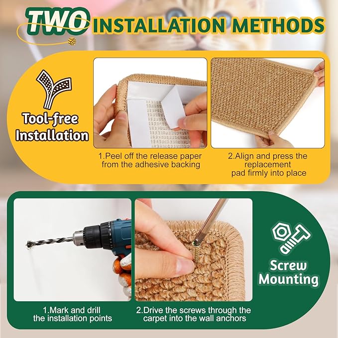 ENONCI​ Corner Cat Scratcher Wall Mounted for Indoor Cats, Cat Scratcher Pad for Door Frame, 19.6X9.8 Inch Anti Cat Scratch Door Furniture Protector for Couches and Walls​ - Image 6