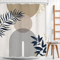 Boho Shower Curtain 60Wx72H Modern Mid Century Abstract Gold Leaves Bohemian Minimalist Geometric Arch Plant Botany Bathroom Decor Neutral Aesthetic Bath Curtain Fabric Polyester 12 Pack Hooks by MitpokBrand