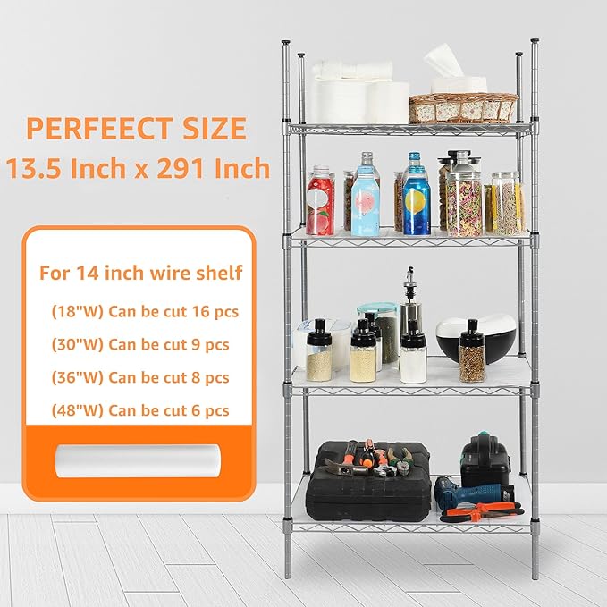 13.5-inch Shelf Liner for Wire Shelving: 1.2 MM Thick Clear Pantry Shelve Liners - Waterproof Easy to Cut Translucent Drawer Mat for Metal Rack 13.5 in x 291 inch - Image 8