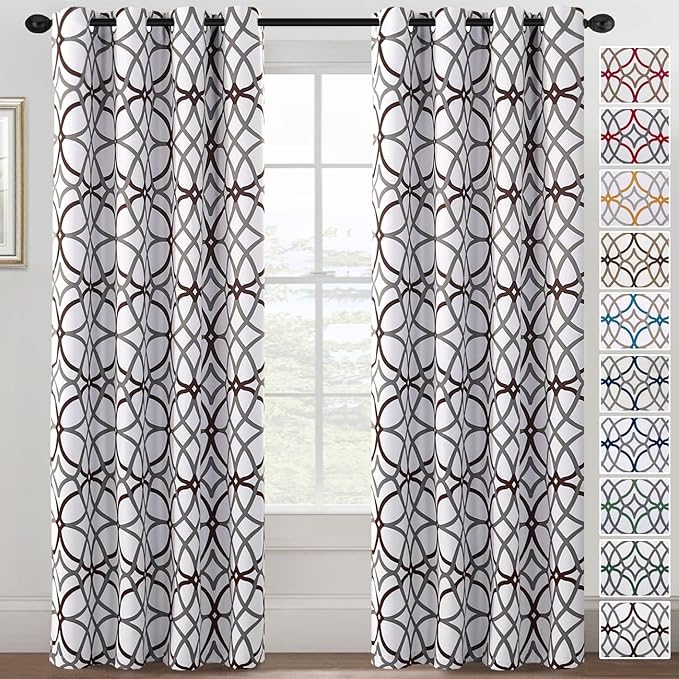 H.VERSAILTEX Blackout Curtains 84 inch Length 2 Panels Set Thermal Curtains & Drapes Window Treatment Noise Reducing Geometric Modern Grommet Living Room Curtains for Bedroom - Brown and Gray by HVERSAILTEX