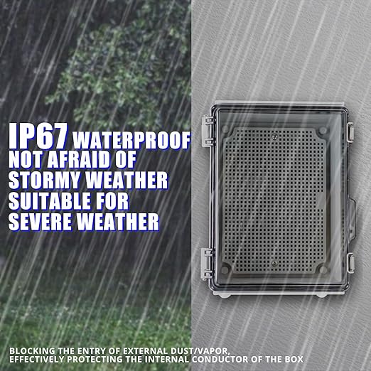 MAKERELE Small Waterproof Electrical Junction Box Clear ABS Plastic Dustproof Boxes Hinged Shell Outdoor Universal Project Enclosure with Clear Cover 8.6×6.7×4.3 inch (220×170×110mm) - Image 3