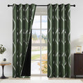NICETOWN 100% Blackout Curtains 84 inch Length 2 Panels Set, Dark Mallard, 52" x 84", Noise Reducing Thermal Insulated Wave Line Foil Print Design Blackout Curtains for Hall Closet Villa Door by NICETOWN