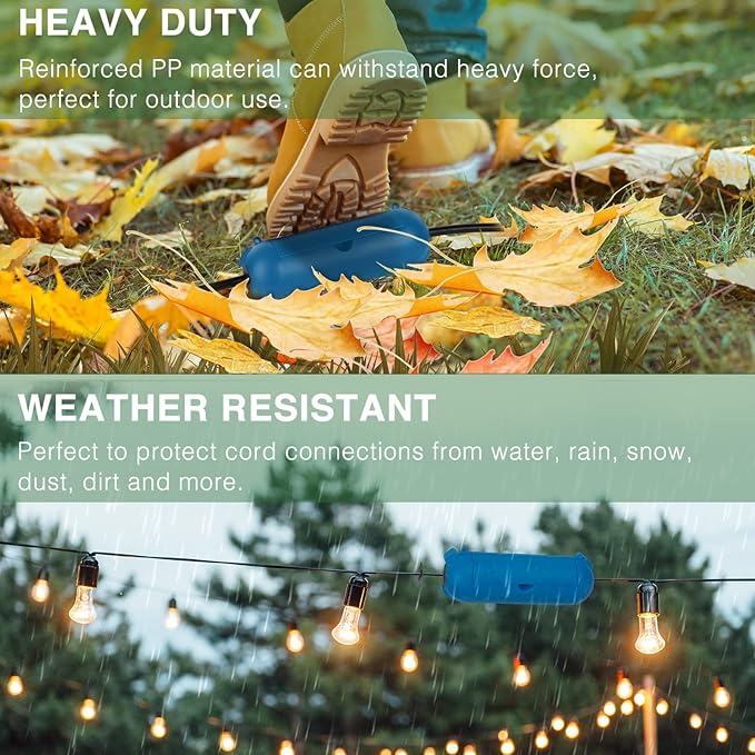 Flemoon [3 Pack] Outdoor Extension Cord Cover, IPX4 Waterproof Box and Safety Housing Case, Ideal to Protect Outdoor Plugs, Electrical Connections, Holiday Decoration Lights, Size Small, Blue - Image 7