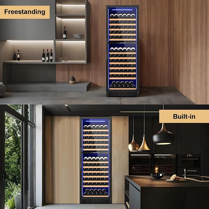 24 Inch Dual Zone Wine Cooler Refrigerator, Large Capacity Freestanding/Built-in Upgraded Professional Wine Fridge with Powerful Compressor, Advanced Cooling System, Quiet Operation, Black - Image 9