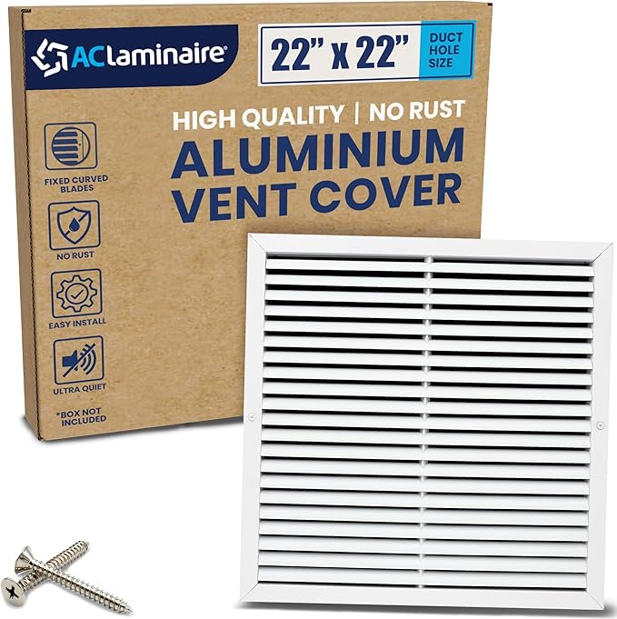 22x22 Inch (Duct Opening) Air Return Vent Cover Decorative – Premium Aluminum AC Vent Cover for Ceiling & Wall, Rustproof Grille, Ideal for Home HVAC Grille, Durable & Easy to Install by ACLAMINAIRE by LAMINAIRE
