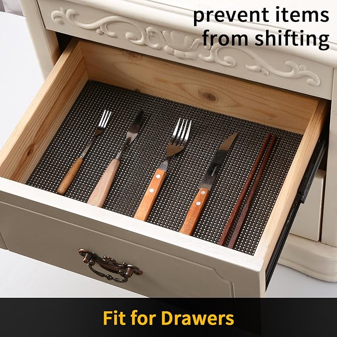 iwtmm Drawer Shelf and Cabinet Liners Non-Adhesive Extra Strong Grip - Keep Items in Place for Kitchen, Bathroom, Office & Wardrobe, Heavy Duty Anti-Slip Liners for Cabinets, Cupboards, Drawers - Image 3