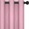 Deconovo Short Blackout Curtain, Pink Curtain, Thermal Insulated Soundproof Grommet Drapes, Wave Line Dot Foil Print, 38 x 54 Inch, 2 Panels, Machine‑Washable Window Panel for Small Windows Kitchne by Deconovo