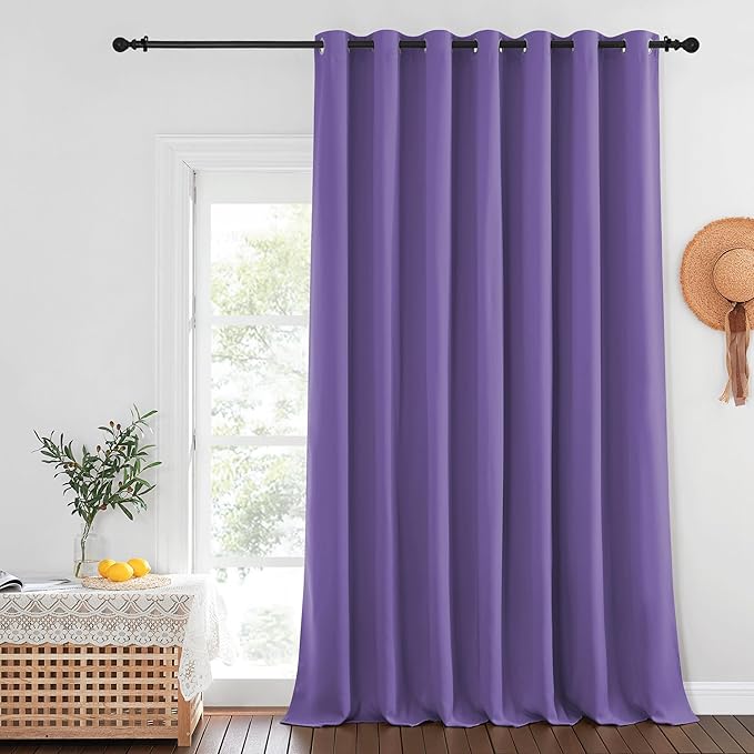 NICETOWN Blackout Patio Curtains 100 x 144 Inches Long for Sliding Door Extral Wide Blackout Curtain Panels Thermal Insulated Room Divider - Grommet Top, 100" W x 144" L, 1 Panel, Lilac Purple by NICETOWN