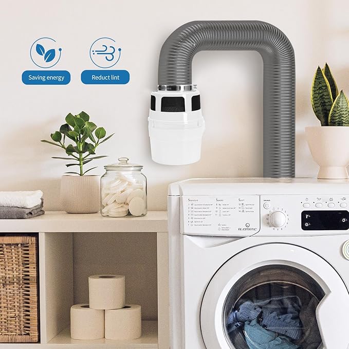 【Upgraded】 NOORNY 3 in 1 Indoor Dryer Vent Kit Lint Trap Bucket Dryer Vent for Apartment - with Double Layer 4-Inch by 5-Feet Gray Proflex Duct, for Electric Clothes Dryers - Image 6