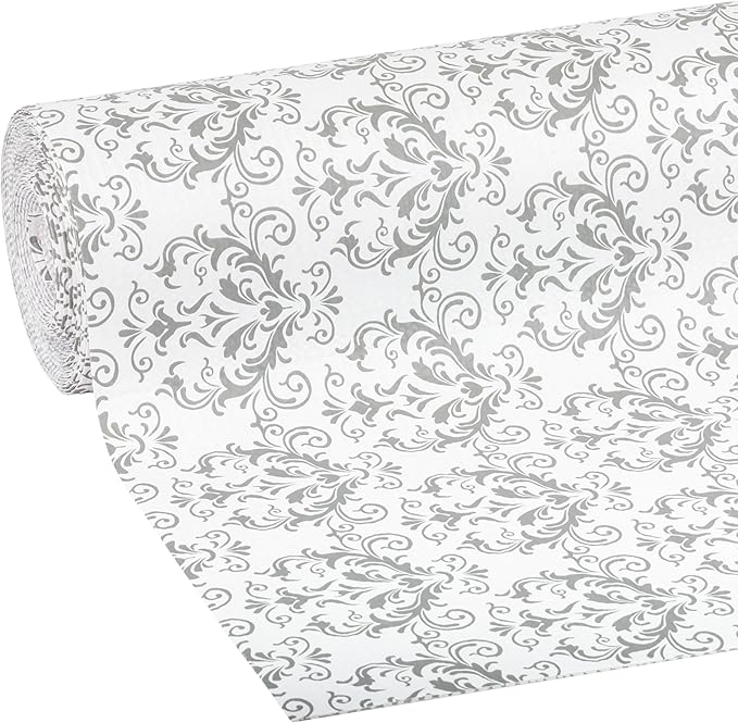 Smooth Top EasyLiner for Cabinets & Drawers - Easy to Install & Cut to Fit - Shelf Paper & Drawer Liner Non Adhesive - Non Slip Shelf Liner for Kitchen & Pantry - 12in. x 24ft. - Gray Damask - Image 2