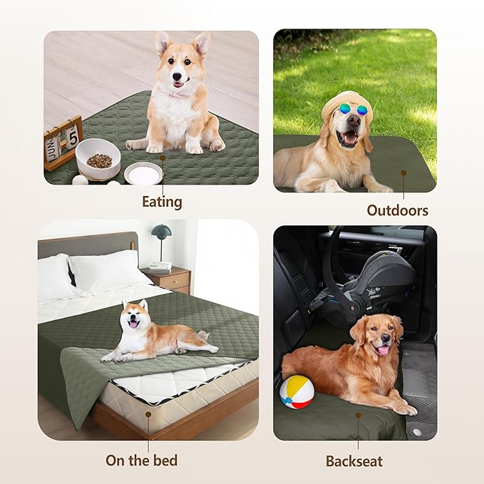 gogobunny 100% Double Sided Waterproof Dog Blanket Soft Pet Bed Cover Reversible Protect Furniture Couch Sofa Car for Puppy Large Dog Cat (Dark Olive/Light Olive, 30x90 Inch (Pack of 1)) - Image 3