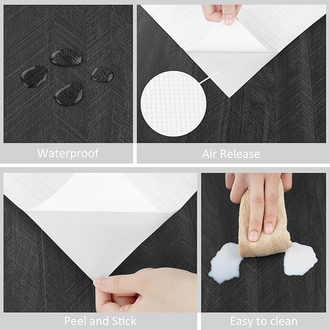 WESTICK Black Wood Countertop Contact Paper Self Adhesive Kitchen Wood Contact Paper for Countertops Waterproof Wooden Wallpaper Peel and Stick Wooded Vinyl Wrap for Cabinet Furniture Table 15.8"x196" - Image 6