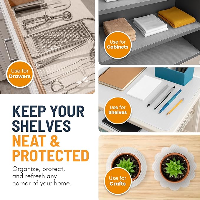 Refrigerator Liners for Shelves (8 Pack) by Linda’s Essentials - Non-Adhesive Drawer and Shelf Liner, BPA-Free Fridge Mats for Kitchen & Cabinets, Easy to Clean, Ideal Household Essentials (Clear) - Image 7