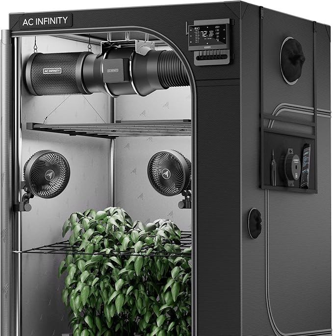 AC Infinity AI Grow System PRO 4x4, 4-Plant Kit w/WiFi App, Includes Dynamic Self Learning AI Controller, LM301H EVO LED Lighting, 2000D Mylar Tent w/Lab-Tested Reflectivity, Largest Zippered Window by ACInfinity