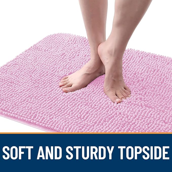 OLANLY Dog Door Mat for Muddy Paws 40x32, Absorbs Moisture and Dirt, Absorbent Non-Slip Washable Doormat, Quick Dry Chenille Mud Mat for Dogs, Entry Indoor Entryway Carpet for Inside Floor, Pink - Image 4