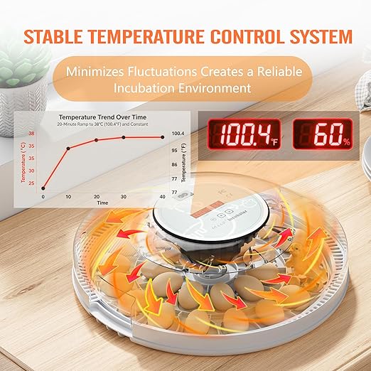 MeeF incubators for Hatching 28 Eggs,Independent atomizing humidifier, Auto Flip, Additional Equipped Well as Duck and Goose Egg Trays That can Hold 12 Eggs.(White) - Image 4
