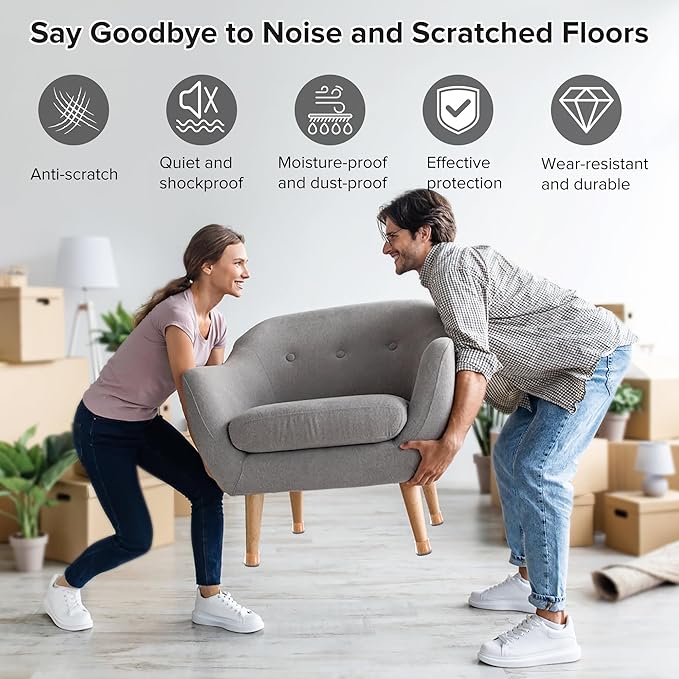 24PCS Upgraded Silicone Chair Leg Floor Protectors for Hardwood Floors, Furniture Sliders for Chair Legs, Felt Bottom Furniture Pads, Anti-Slip Round&Square Cap Covers to Scratch and Reduce Noise - Image 4