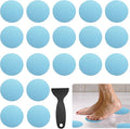 24 PCS Bathtub Non Slip Stickers Blue Adhesive Decals Round Shape Anti Slip Shower Stickers Bath Non Slip Stickers for Floor Bathroom Stairs Ladders with Scraper by Coufce