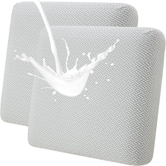 Fuloon Waterproof Couch Cushion Covers, Stretch Sofa Seat Cushion Slipcovers Solid Washable Furniture Protector Suitable for Armchair Loveseat Sofa (Light Grey, 2 Pieces) by Fuloon