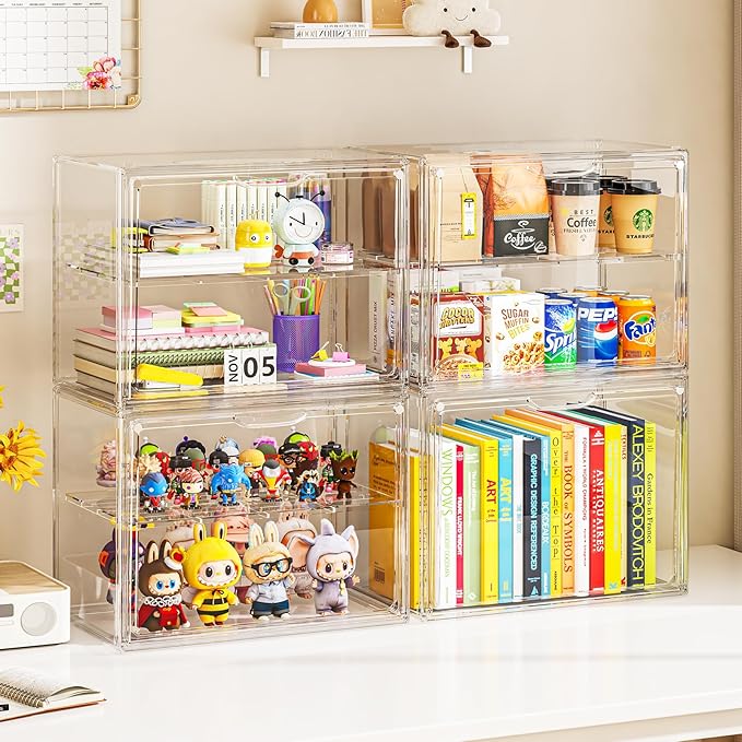 Large Acrylic Display Case for Collectibles, Stackable Hobby Blind Box Figurine Display Case with Compartment Divider for Figures, Cosmetic, Purse, Handbag, Medicine, 1 Pack - Image 2