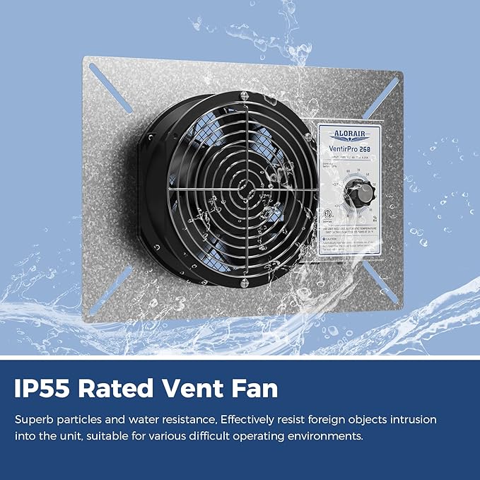 ALORAIR 260CFM Crawl Space Ventilator Fan, 6.7 Inch Basement Vent Fan with Humidistat & Thermostat, IP-55 Rated Isolation Mesh for Crawlspace, Garage, Attic, Exhaust - Image 3