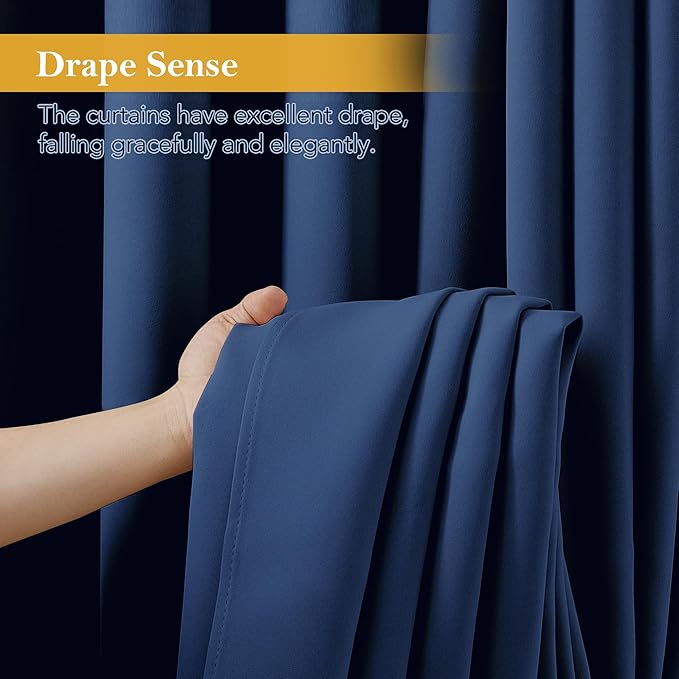 RYB HOME Blackout Thermal Insulated Curtains, Portable Curtain for Sliding Glass Door/Storage/Space Room Divider, Large Window Treatment Room Divider Panel, W80 x L84, Navy Blue, 1 Panel - Image 6