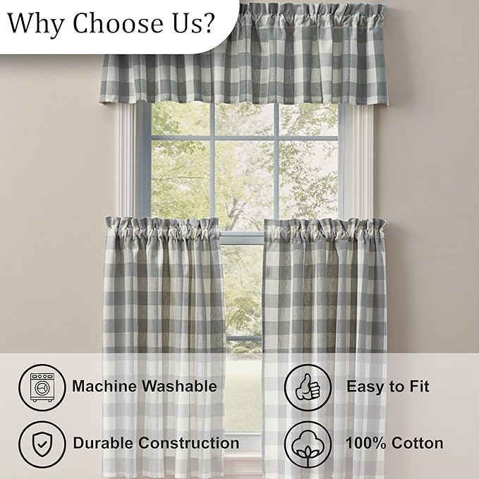 Park Designs Grey Buffalo Check Unlined Valance 14x72 - Image 5