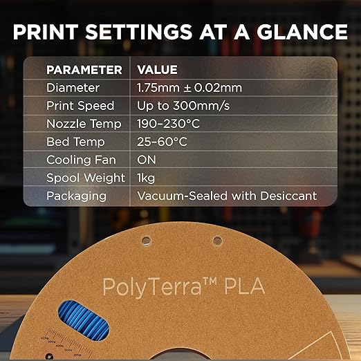 Polymaker Matte PLA Filament Sapphire Blue 1.75mm 1kg 3D Printing Filament, PolyTerra 3D Printer PLA Filament - Image 6