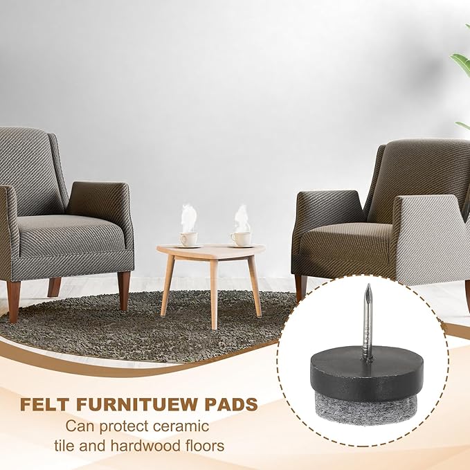 PATIKIL 22 mm Nail-on Felt Pads, 72 Pcs Round Felt Furniture Sliders Pads Heavy Duty Floor Protectors for Wooden Chair Sofa Cabinet Table Leg Feet Hardwood Floors, Black - Image 4