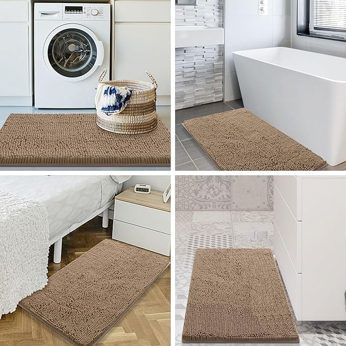 Smiry Luxury Chenille Bathroom Rugs 36x24, Extra Soft and Absorbent Shaggy Bath Mat, Machine Washable, Non-Slip Plush Carpet Runner for Tub, Shower, and Floor, Home Decor Accessories, Camel - Image 8