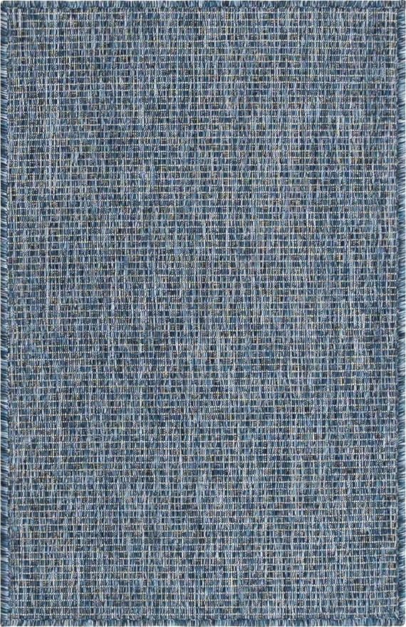 Unique Loom Collection Casual Transitional Solid Heathered Indoor/Outdoor Flatweave Area Rug (2' x 3' 1" Rectangle, Blue/Navy Blue) - Image 8