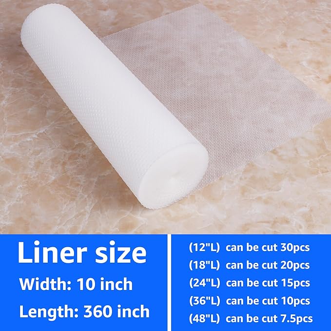 PABUSIOR Shelf Liner 10 inch Wide Clear: Transparent Easy to Cut Drawer Liners - Waterproof Kitchen Cabinet Liner 10 x 360 Inch - Image 9