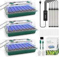 BlumWay Seed Starter Tray with Grow Light,3 Pack 120 Cells Seedling Tray with Humidity Dome/Indoor Grow Kit for Deep-Rooted Seedlings,Adjustable/Timed Light Plant Starter Set by BlumWay