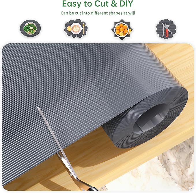 Shelf and Drawer Liner for Kitchen Cabinet, Non-Adhesive 12in x 360in Waterproof Durable Thickened EVA Material Easy-to-Cut Contact Paper Non Slip Mat for Refrigerator, Cupboard, Dresser - Image 3