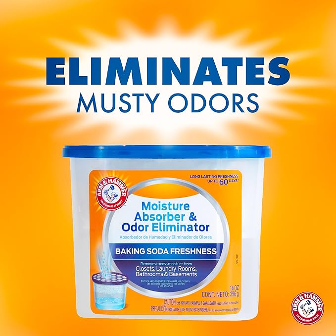 Arm & Hammer Fragrance Free Refillable Moisture Absorber and Odor Eliminator 14 oz. Tub - Image 3