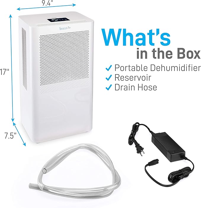 SereneLife Portable Electric Home Mini Dehumidifier - 322 Square Feet Quiet Compact Small Dehumidifiers For Home Closet Basement w/ 3L Water Tank Capacity, Removes Moisture - SereneLife PDUMID95.5 - Image 6