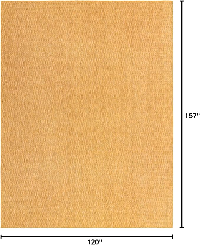 Unique Loom Collection Casual Transitional Solid Heathered Indoor/Outdoor Flatweave Area Rug (10' x 13' 1" Rectangle, Corn Harvest Yellow) - Image 2