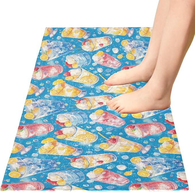 Summer Drink Cool Ice Blue Decorative mats for Bathroom Non Slip Anti-Mold Rug for Bathroom for Living Room Accessories 39x20in alfombra para ba?o - Image 2