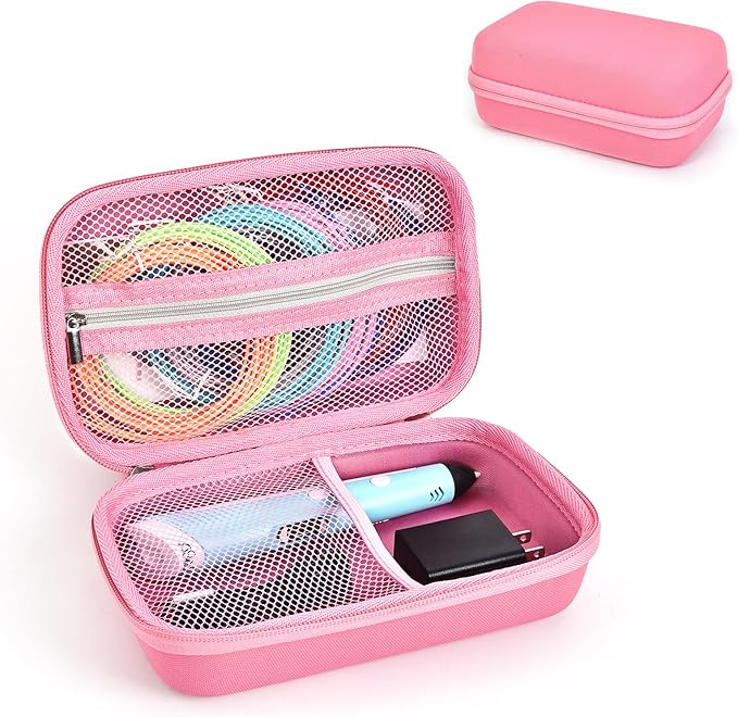 Case Compatible with 3Doodler Start+ Essentials for 3D Pen Set for Kids, Carrying Holder Fit for Printing Pens, Storage Organizer for Printing Filament Refill, Micro-USB Charger (3D-04A-Pink) by TATAVR