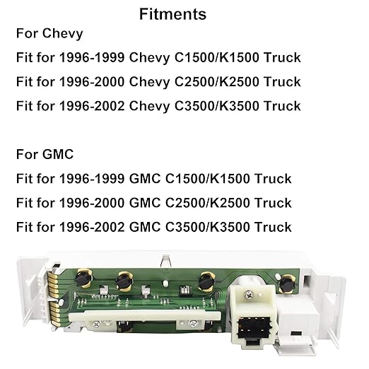 9378815 15-72548 599-007 AC Heater Control Panel Climate Control Module Switch Without Rear Window Defogger for 1996-1999 Chevy Truck GMC C1500 C2500 C3500 K1500 K2500 K3500 Truck 16231175 - Image 3