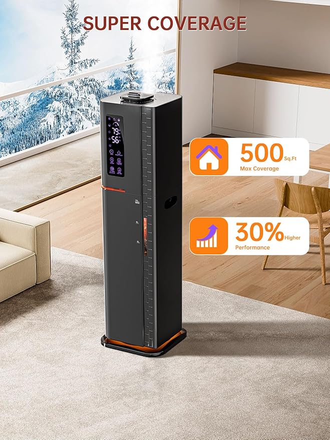 2.64Gal Humidifiers for Bedroom Large Room, Warm and Cool Mist up to 500ft², Top Fill Diffuser Ambient Light, 3 Mist Modes, 24H Timer, 35dB Quiet Humidifier for Home Office Plants - Image 6