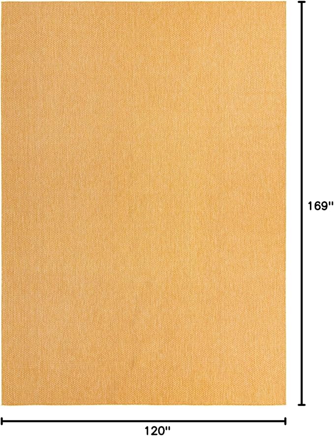 Unique Loom Collection Casual Transitional Solid Heathered Indoor/Outdoor Flatweave Area Rug (10' x 14' 1" Rectangle, Corn Harvest Yellow) - Image 2