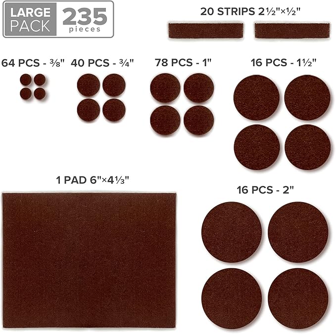 Felt Furniture Pads X-PROTECTOR 235 PCS Premium Furniture Pads - Felt Pads Furniture Feet Best Wood Floor Protectors - Protect Your Hardwood & Laminate Flooring! - Image 5