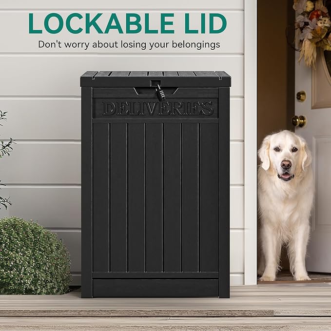 YITAHOME Resin Package Delivery Box 51 Gallon, Secure Lockable Resin Package Delivery Container, Deck Box for Porch & Curbside, Black - Image 7