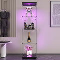 Yoluckea 4 Shelves Glass Display Cabinet with LED Light and Door, Curio Collection Glass Display Case for Home Office, Floor Standing Bookshelf Corner Cabinet (Black) by Yoluckea