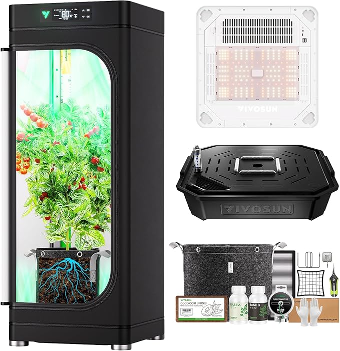 VGrow All-in-One Smart Grow Box, Professional System with Samsung LM301H EVO Grow Light, Advanced Circulation & Ventilation System, Irrigation, Nutrient, Magnetic Window for Indoor Hydroponics by VIVOSUN
